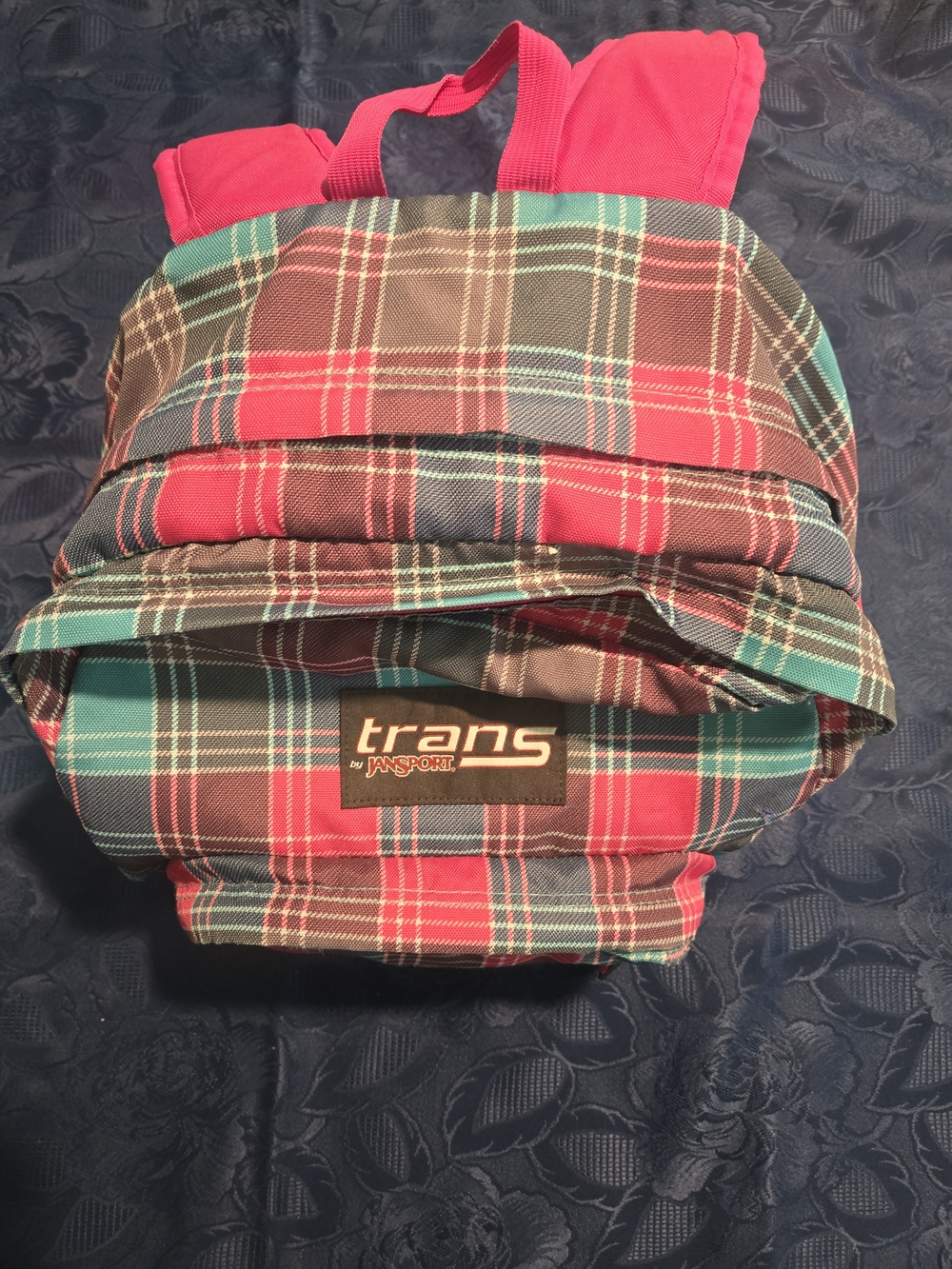 Jansport Trans Plaid Backpack with Teal Accents And Multi Pockets